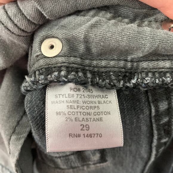 Re/Done Redone Jeans Raw Fray Hem Button Fly 721-3WHRAC Washed Black Womens 29 - Picture 3 of 15